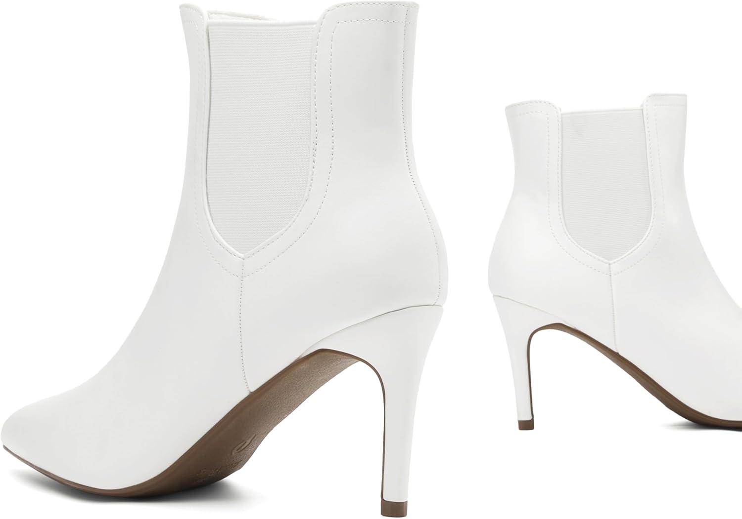 imageDREAM PAIRS Womens Pointed Toe Stiletto High Heel Ankle BootiesKizzy1 WhitePu