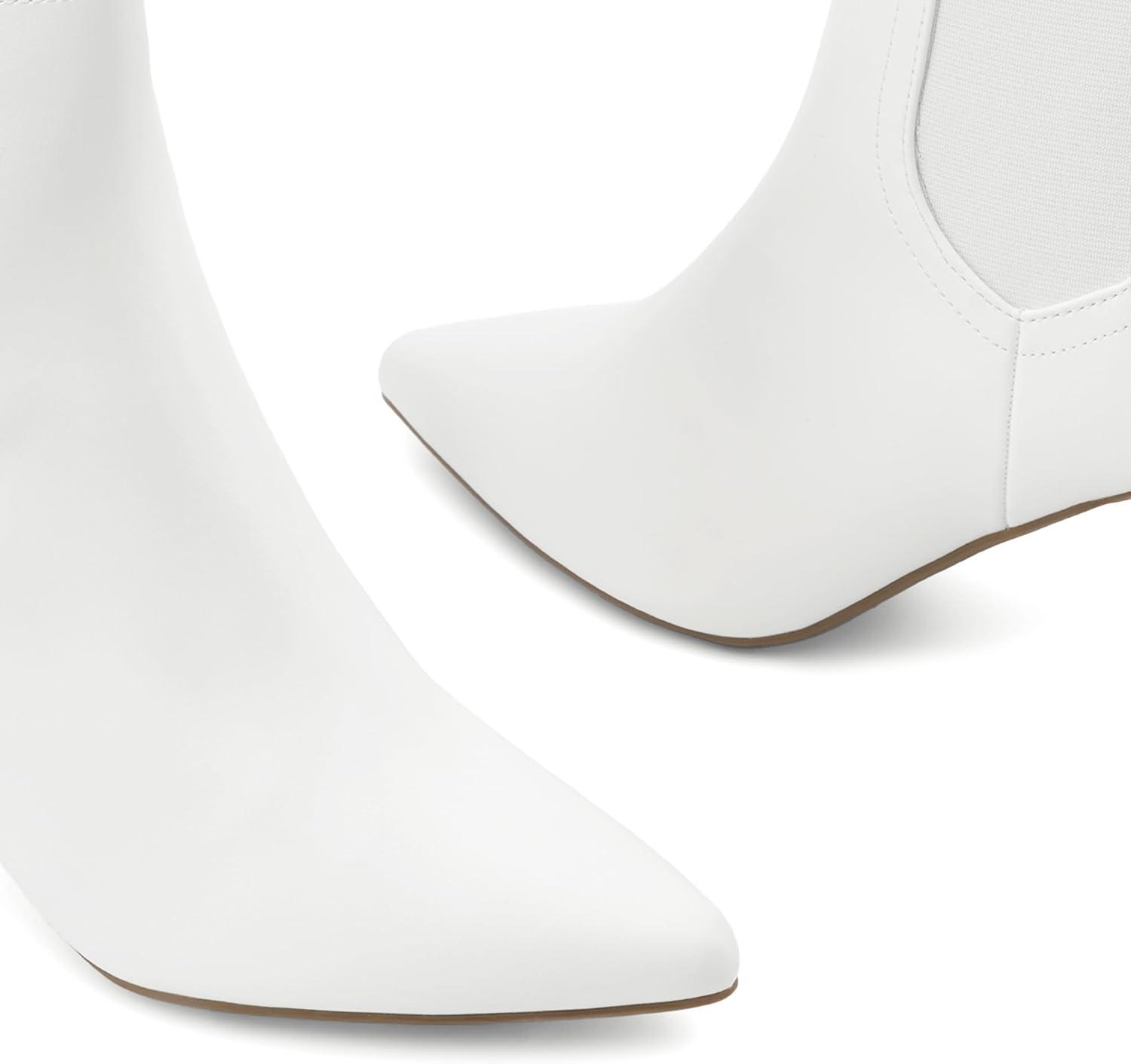 imageDREAM PAIRS Womens Pointed Toe Stiletto High Heel Ankle BootiesKizzy1 WhitePu