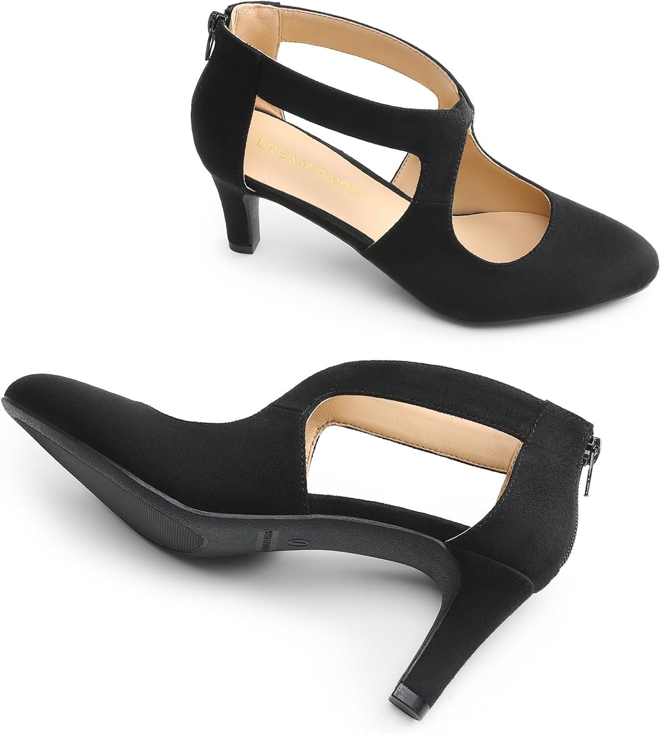 imageDREAM PAIRS Womens Pumps Closed Pointed Toe Kitten Heels Elegant Party Wedding Dress Shoes for WomenBlack