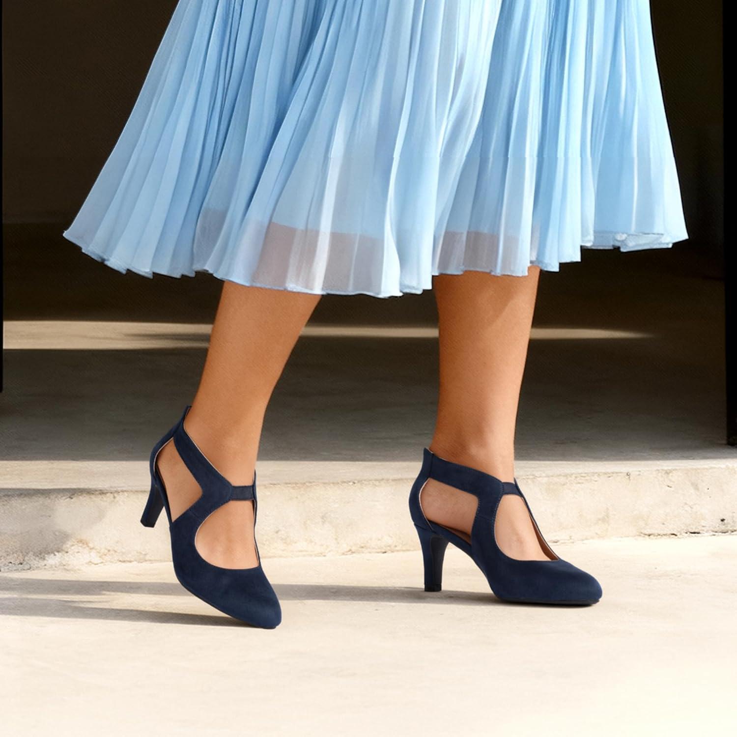 imageDREAM PAIRS Womens Pumps Closed Pointed Toe Kitten Heels Elegant Party Wedding Dress Shoes for WomenNavy