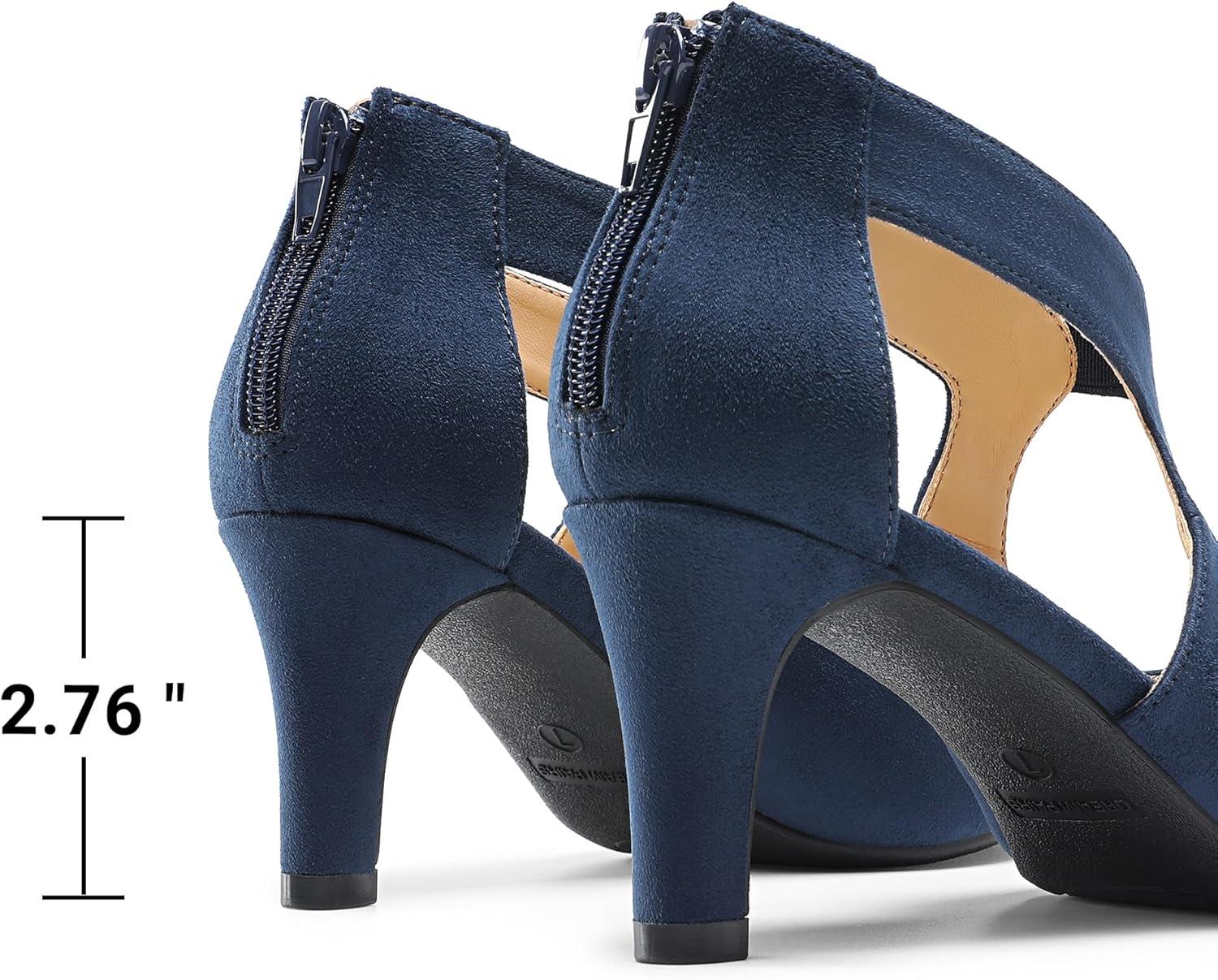 imageDREAM PAIRS Womens Pumps Closed Pointed Toe Kitten Heels Elegant Party Wedding Dress Shoes for WomenNavy