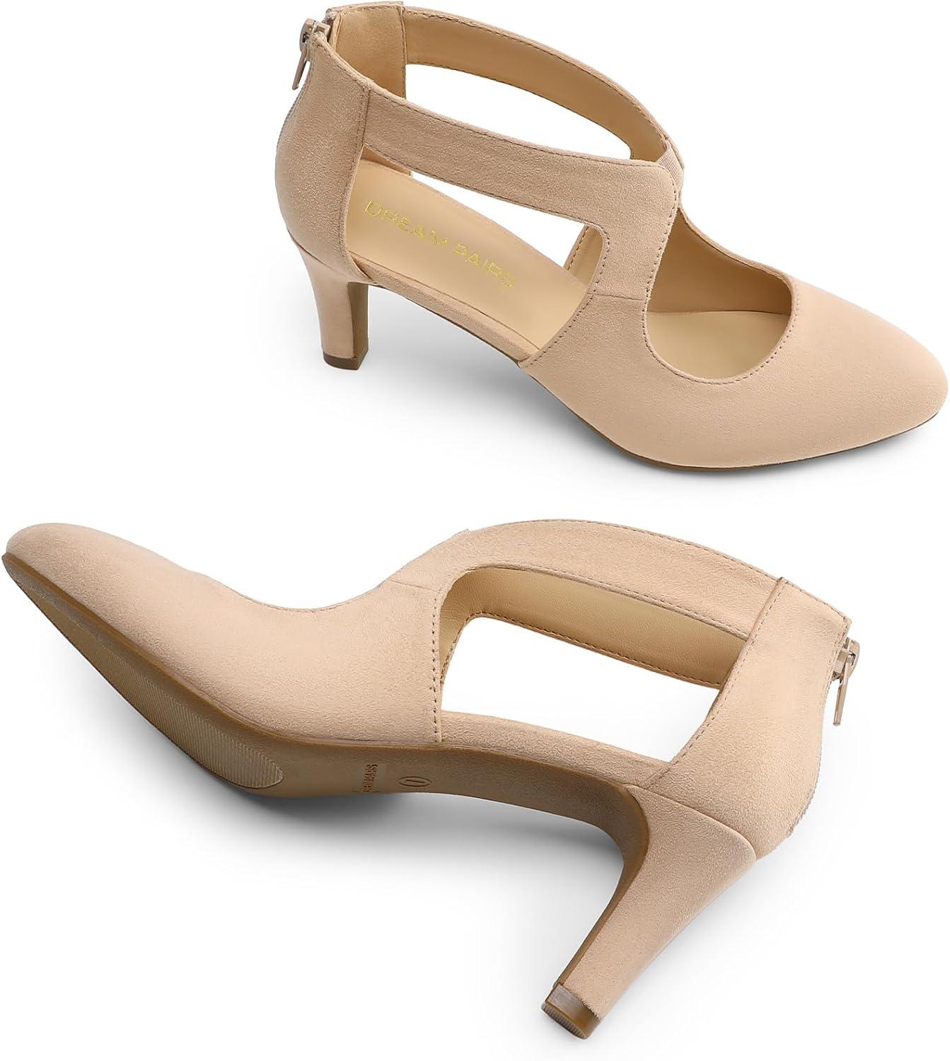 imageDREAM PAIRS Womens Pumps Closed Pointed Toe Kitten Heels Elegant Party Wedding Dress Shoes for WomenNude