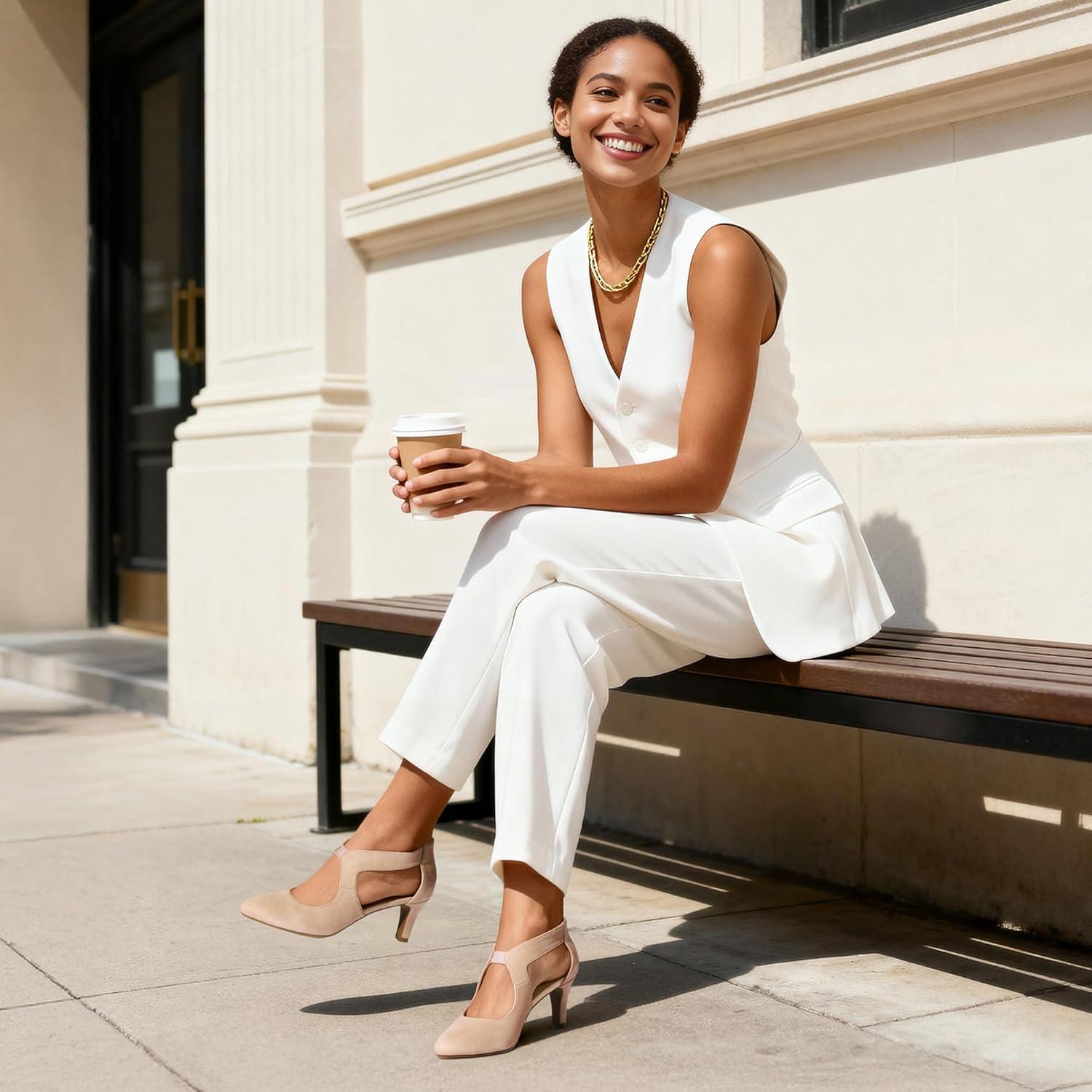 imageDREAM PAIRS Womens Pumps Closed Pointed Toe Kitten Heels Elegant Party Wedding Dress Shoes for WomenNude