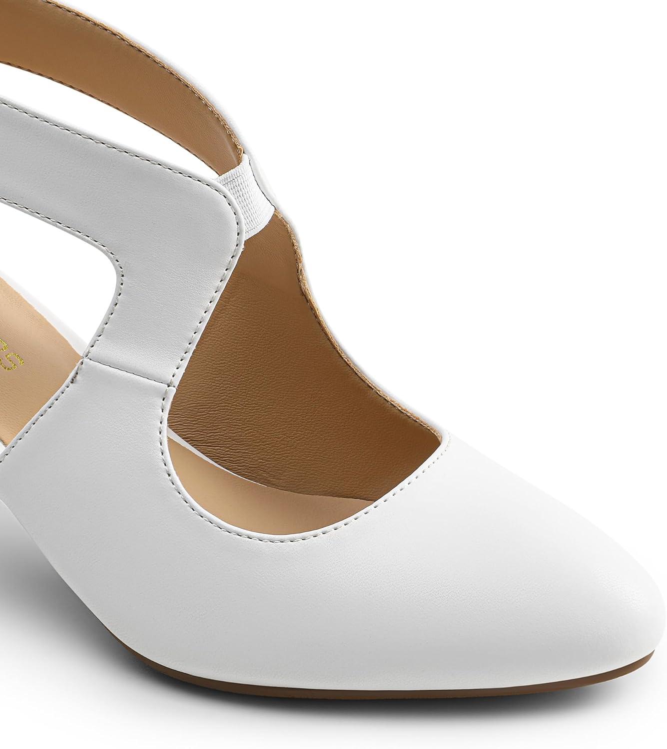 imageDREAM PAIRS Womens Pumps Closed Pointed Toe Kitten Heels Elegant Party Wedding Dress Shoes for WomenWhite