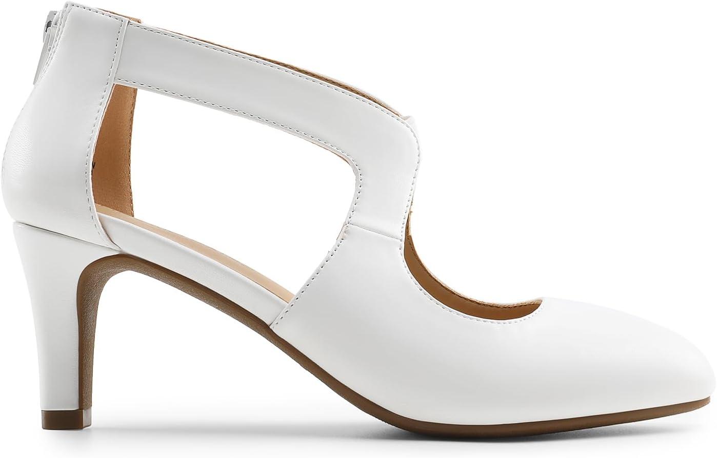 imageDREAM PAIRS Womens Pumps Closed Pointed Toe Kitten Heels Elegant Party Wedding Dress Shoes for WomenWhite