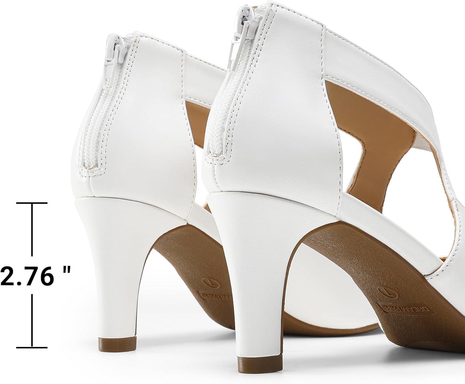 imageDREAM PAIRS Womens Pumps Closed Pointed Toe Kitten Heels Elegant Party Wedding Dress Shoes for WomenWhite