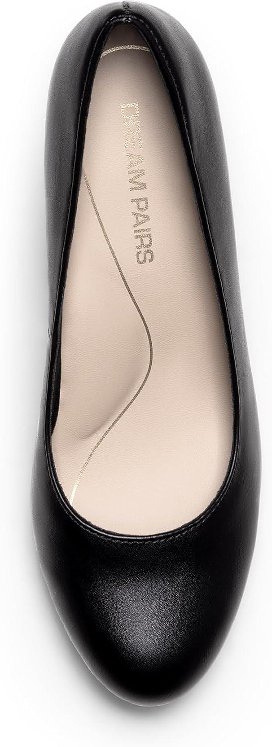 imageDREAM PAIRS Womens Pumps Closed Round Toe Chunky High Heels Platform Work Comfortable Dress Shoes for WomenBlackpu