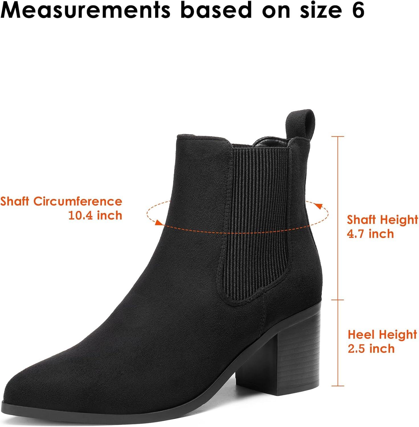 imageDREAM PAIRS Womens Retro Elastic Chelsea Ankle Boots Fashion Low Chunky Block Heel Pointed Toe Fall Heeled Booties ShoesBlacksuede