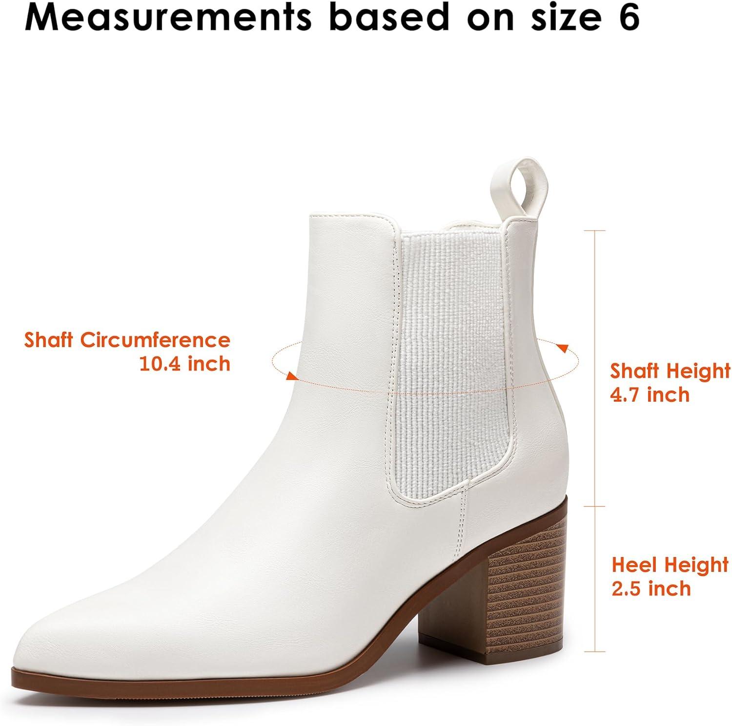 imageDREAM PAIRS Womens Retro Elastic Chelsea Ankle Boots Fashion Low Chunky Block Heel Pointed Toe Fall Heeled Booties ShoesWhitepu