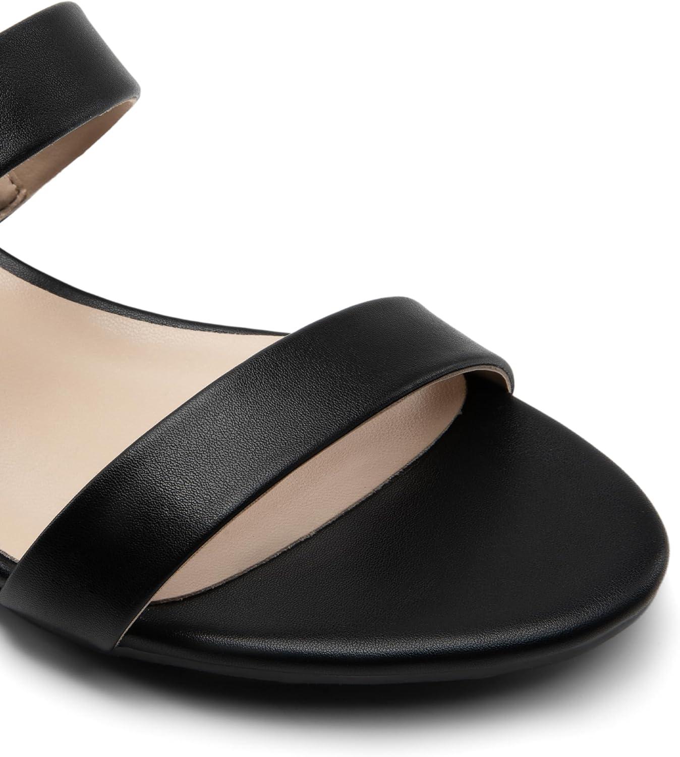 imageDREAM PAIRS Womens Slides Heels Slip On Low Block Sandals Two Strap Open Round Toe Chunky Casual Summer Mules ShoesBlack