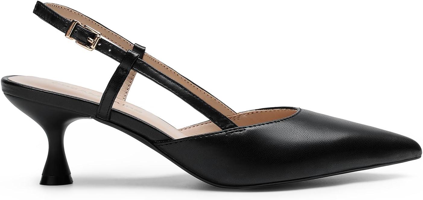 imageDREAM PAIRS Womens Slingback Kitten Heels Closed Pointed Toe Low Stiletto Heels Dress Bridal Party Wedding Pumps ShoesBlack