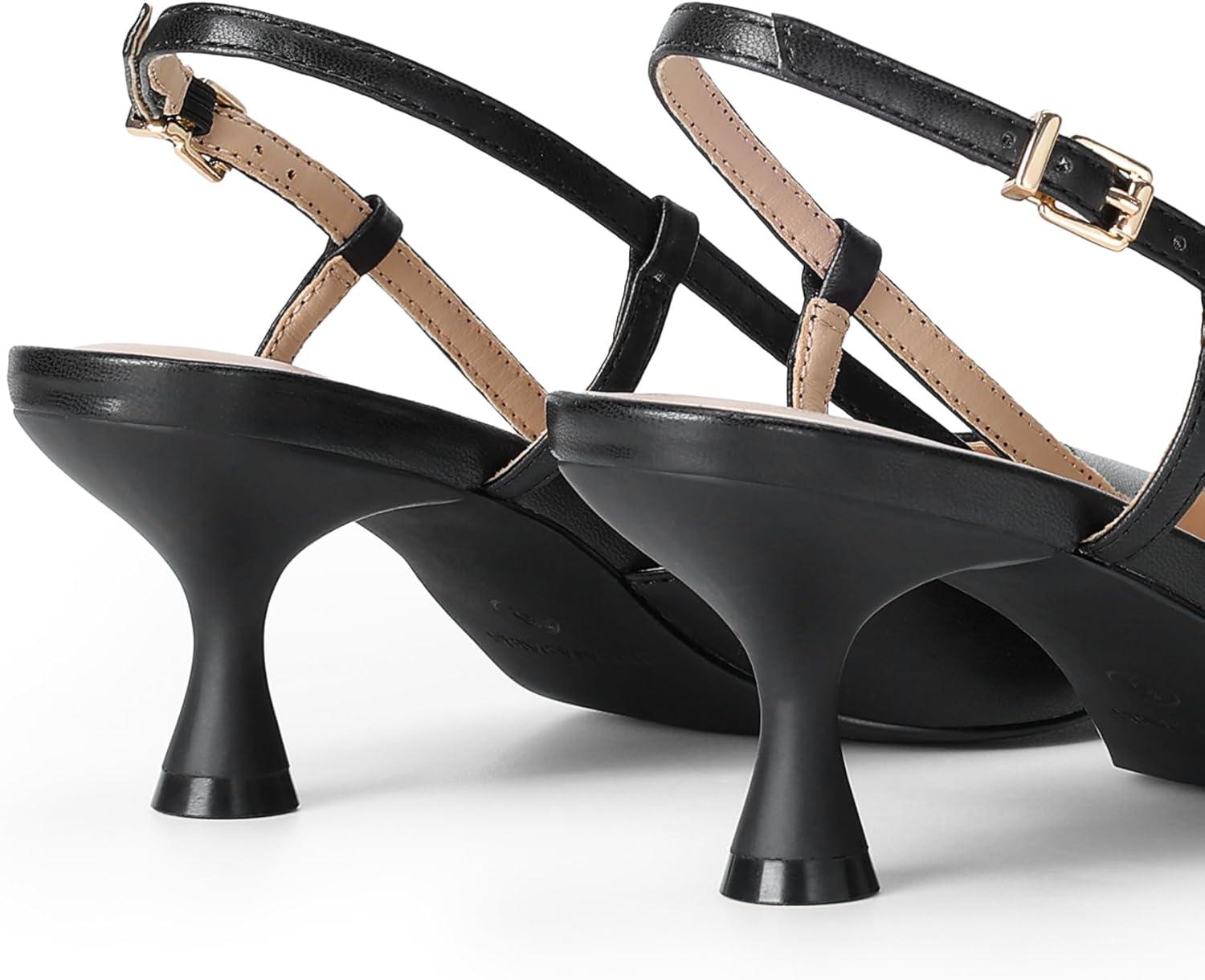 imageDREAM PAIRS Womens Slingback Kitten Heels Closed Pointed Toe Low Stiletto Heels Dress Bridal Party Wedding Pumps ShoesBlack