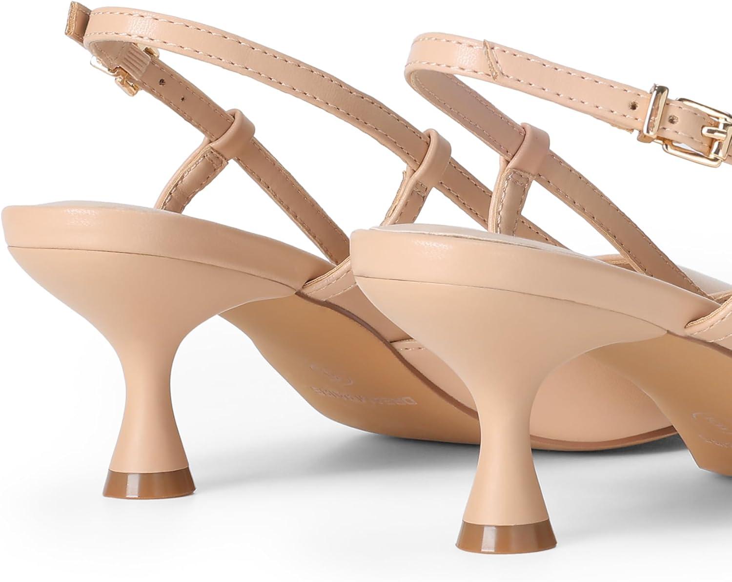 imageDREAM PAIRS Womens Slingback Kitten Heels Closed Pointed Toe Low Stiletto Heels Dress Bridal Party Wedding Pumps ShoesNude