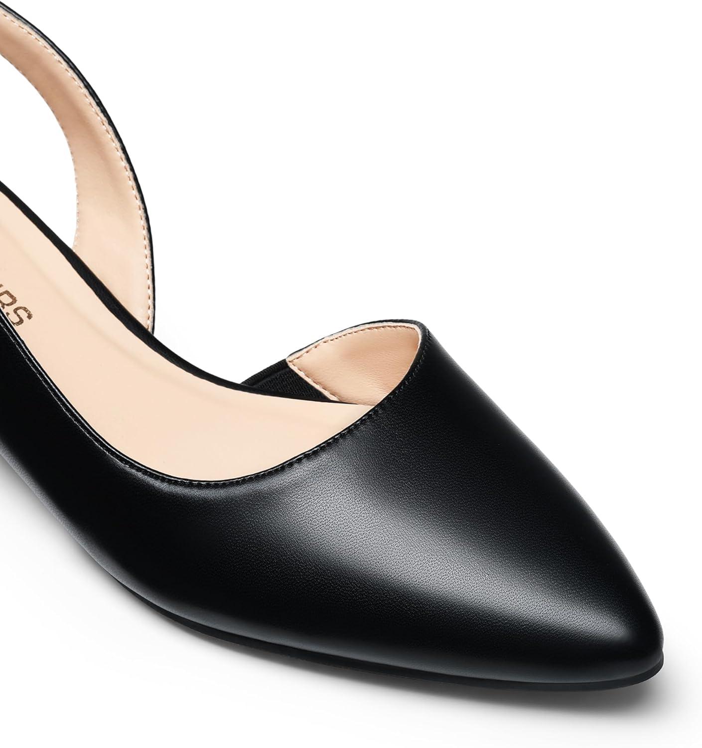 imageDREAM PAIRS Womens Slingback Kitten Low Block Heels Closed Pointed Toe Ankle Strap Elegant Dressy Pumps Wedding Party Dress Shoes for WomenBlack