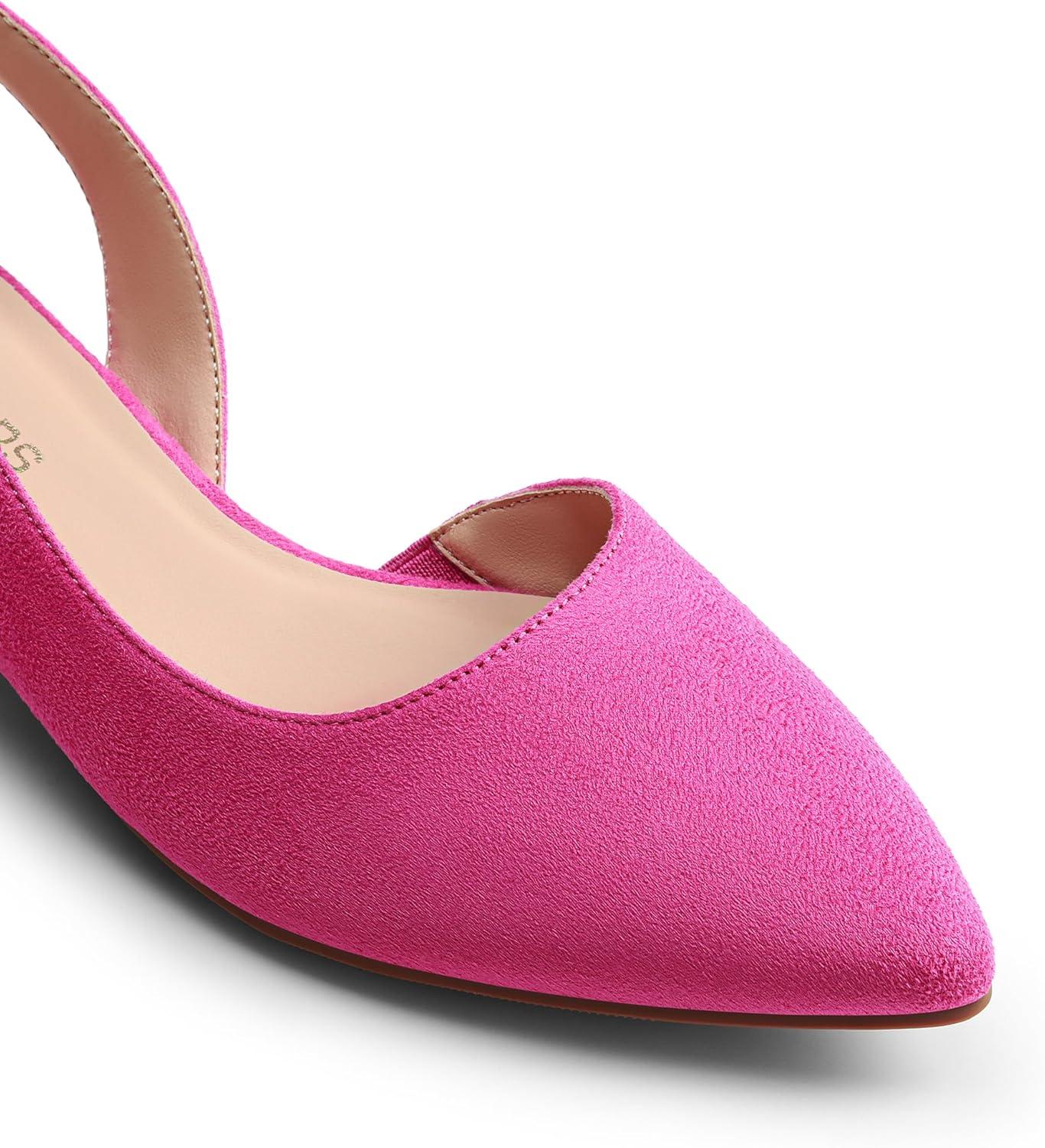 imageDREAM PAIRS Womens Slingback Kitten Low Block Heels Closed Pointed Toe Ankle Strap Elegant Dressy Pumps Wedding Party Dress Shoes for WomenPink