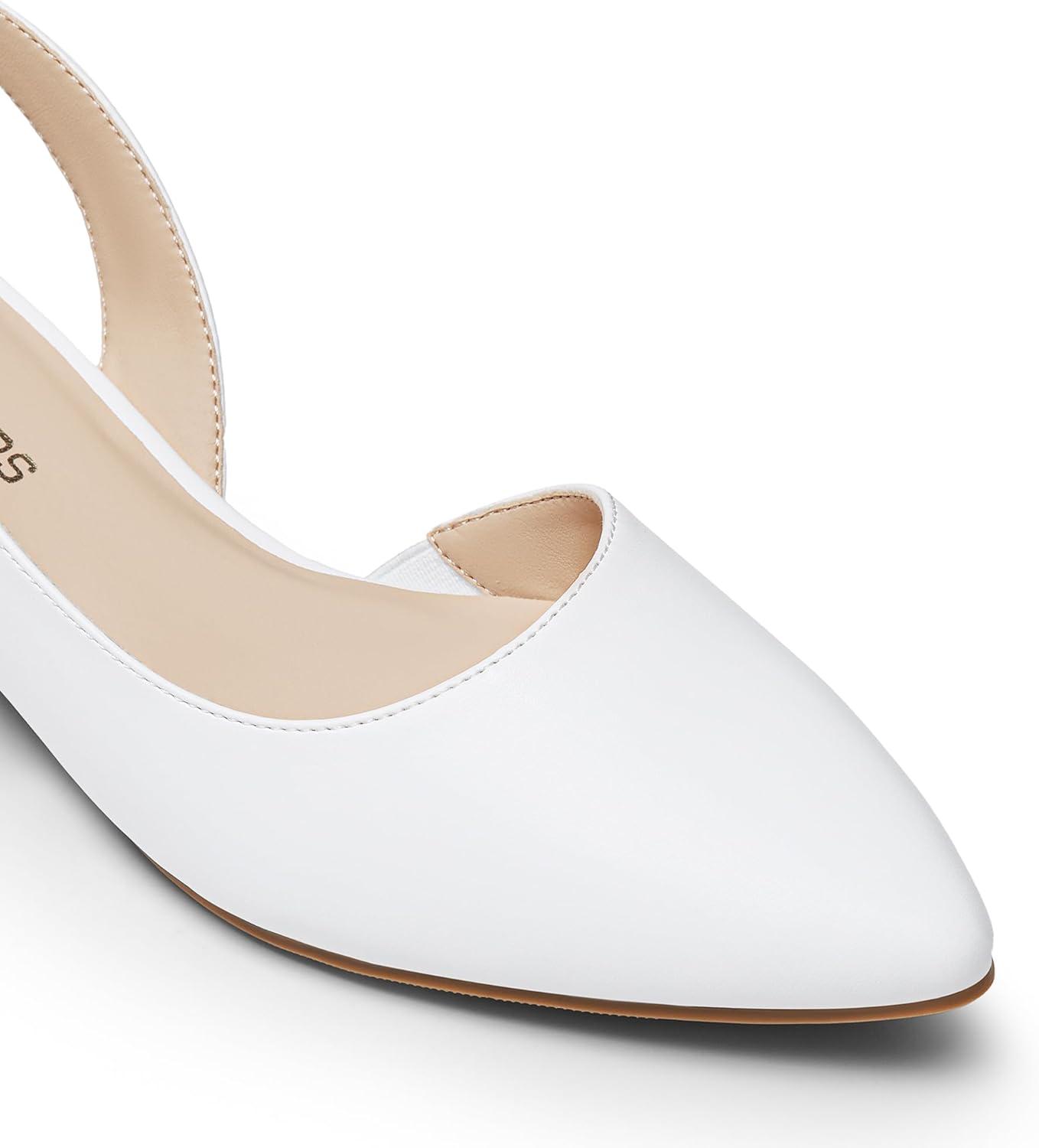 imageDREAM PAIRS Womens Slingback Kitten Low Block Heels Closed Pointed Toe Ankle Strap Elegant Dressy Pumps Wedding Party Dress Shoes for WomenWhite