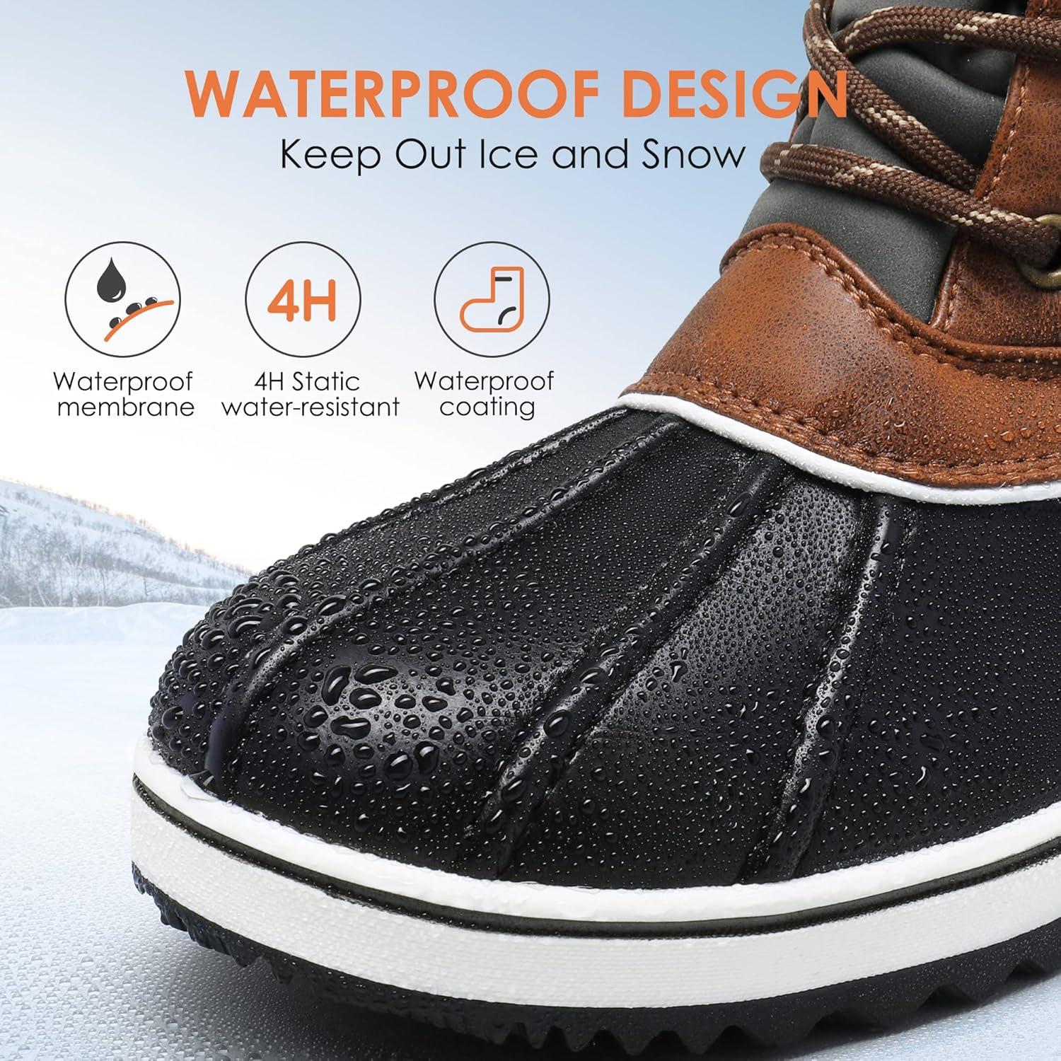 imageDREAM PAIRS Womens Snow Winter Boots Mid Calf Waterproof Duck Warm Outdoor Winter Boots ShoesBlackGrey