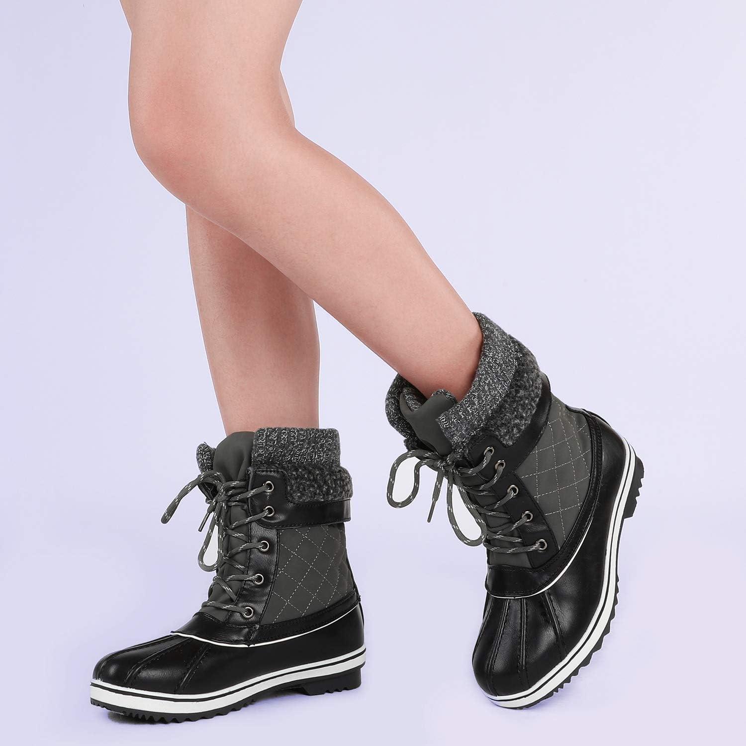 imageDREAM PAIRS Womens Snow Winter Boots Mid Calf Waterproof Duck Warm Outdoor Winter Boots ShoesGrey