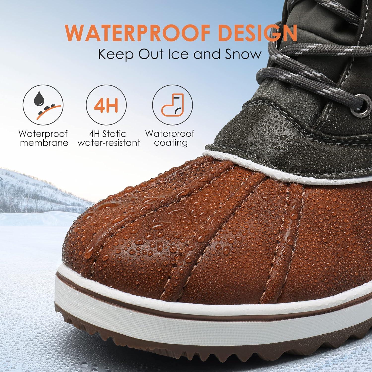 imageDREAM PAIRS Womens Snow Winter Boots Mid Calf Waterproof Duck Warm Outdoor Winter Boots ShoesTanKhaki