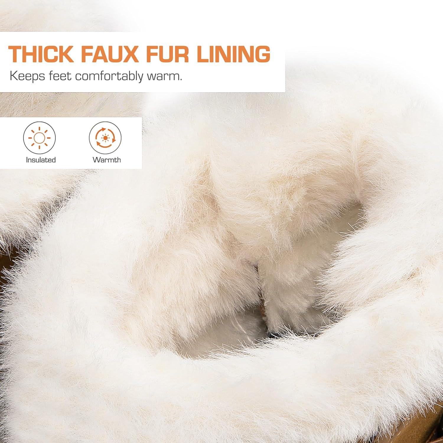 imageDREAM PAIRS Womens Snow Winter Boots Mid Calf Waterproof Warm Faux Fur Lined Lace Up Antislip Outdoor Duck BootsChestnutBlack