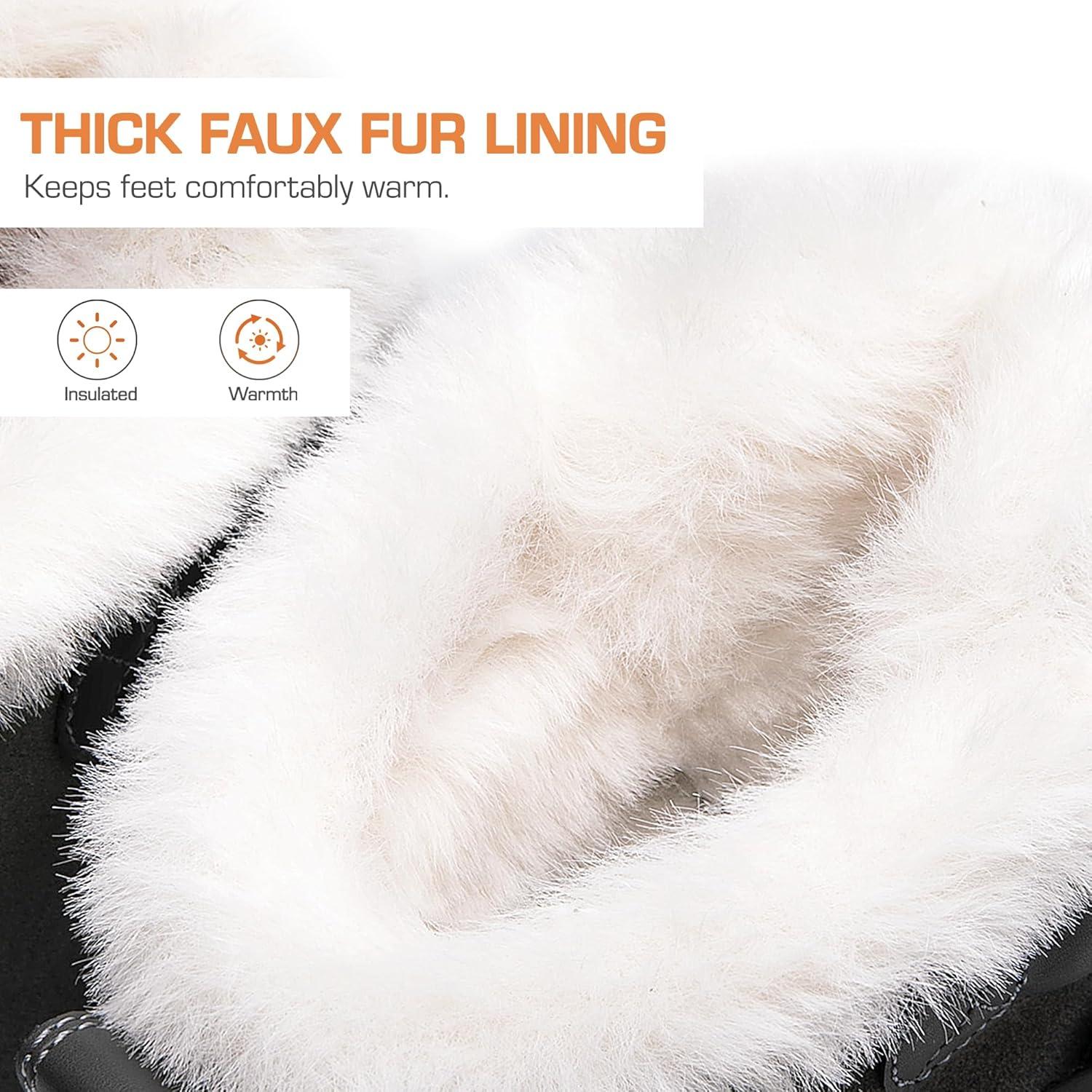 imageDREAM PAIRS Womens Snow Winter Boots Mid Calf Waterproof Warm Faux Fur Lined Lace Up Antislip Outdoor Duck BootsDark Grey