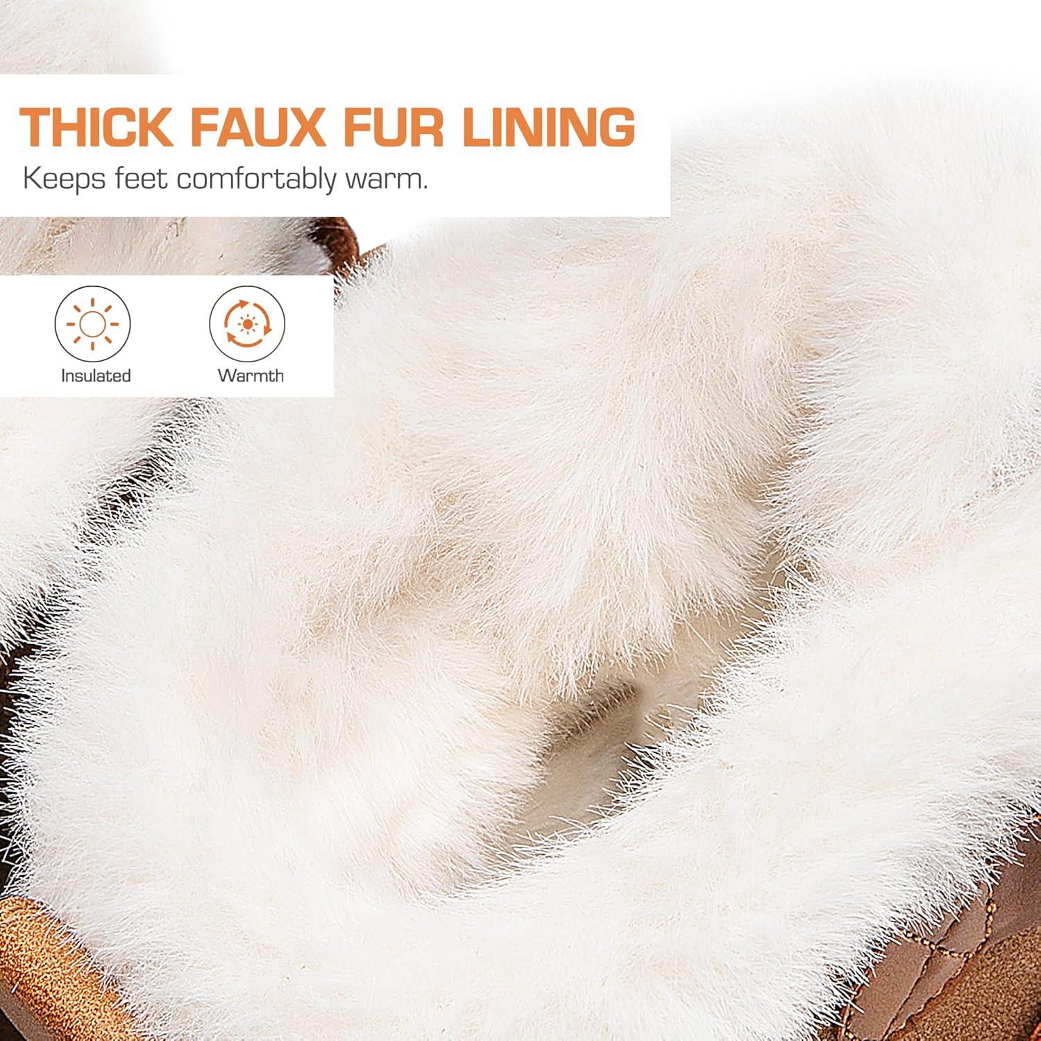 imageDREAM PAIRS Womens Snow Winter Boots Mid Calf Waterproof Warm Faux Fur Lined Lace Up Antislip Outdoor Duck BootsTan