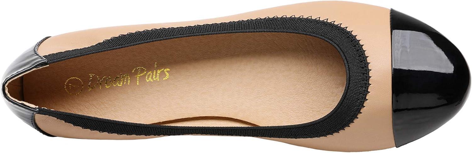 imageDREAM PAIRS Womens SoleFlex Ballerina Walking Flats ShoesNude Black