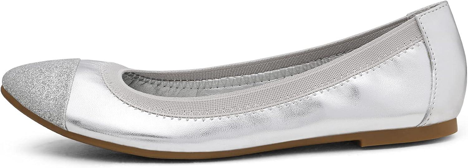 imageDREAM PAIRS Womens SoleFlex Ballerina Walking Flats ShoesSilver