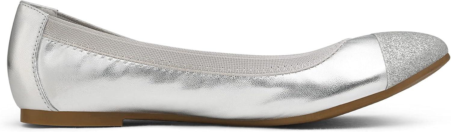 imageDREAM PAIRS Womens SoleFlex Ballerina Walking Flats ShoesSilver