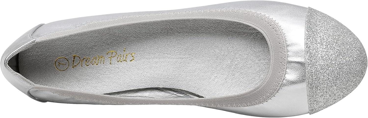 imageDREAM PAIRS Womens SoleFlex Ballerina Walking Flats ShoesSilver
