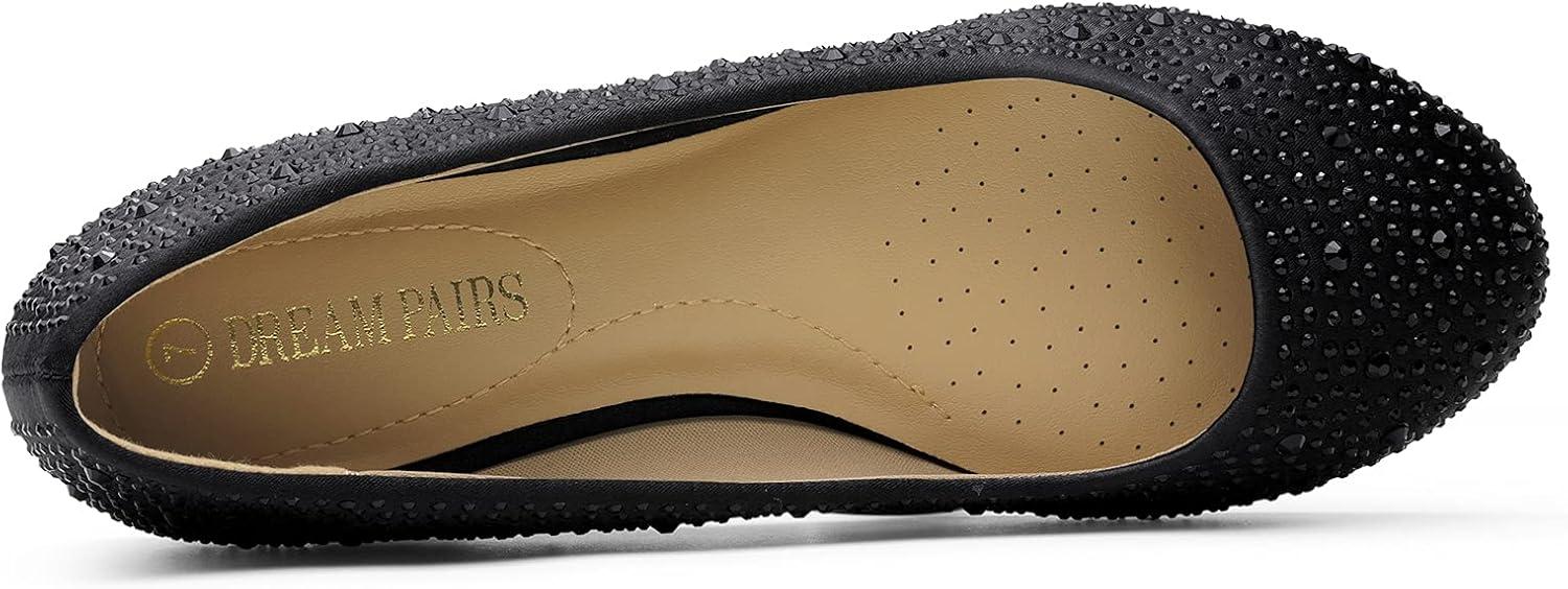 imageDREAM PAIRS Womens SoleShine Rhinestone Ballet Flats ShoesBlack