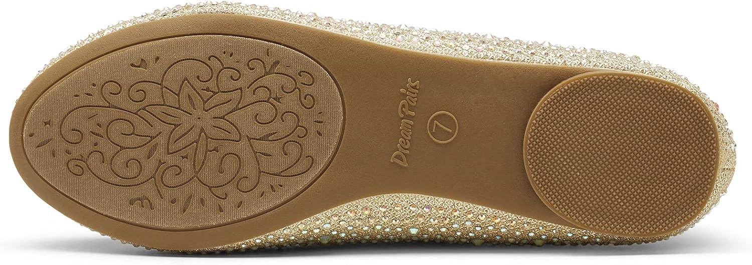 imageDREAM PAIRS Womens SoleShine Rhinestone Ballet Flats ShoesGold