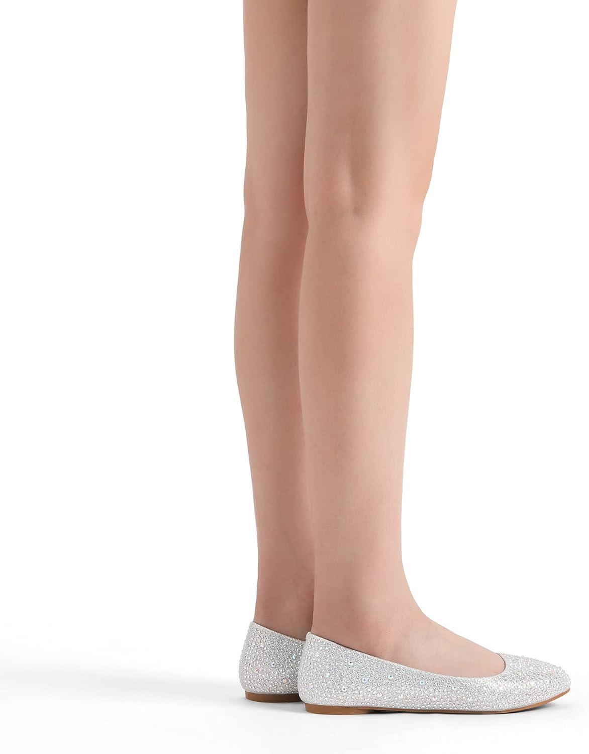 imageDREAM PAIRS Womens SoleShine Rhinestone Ballet Flats ShoesSilver