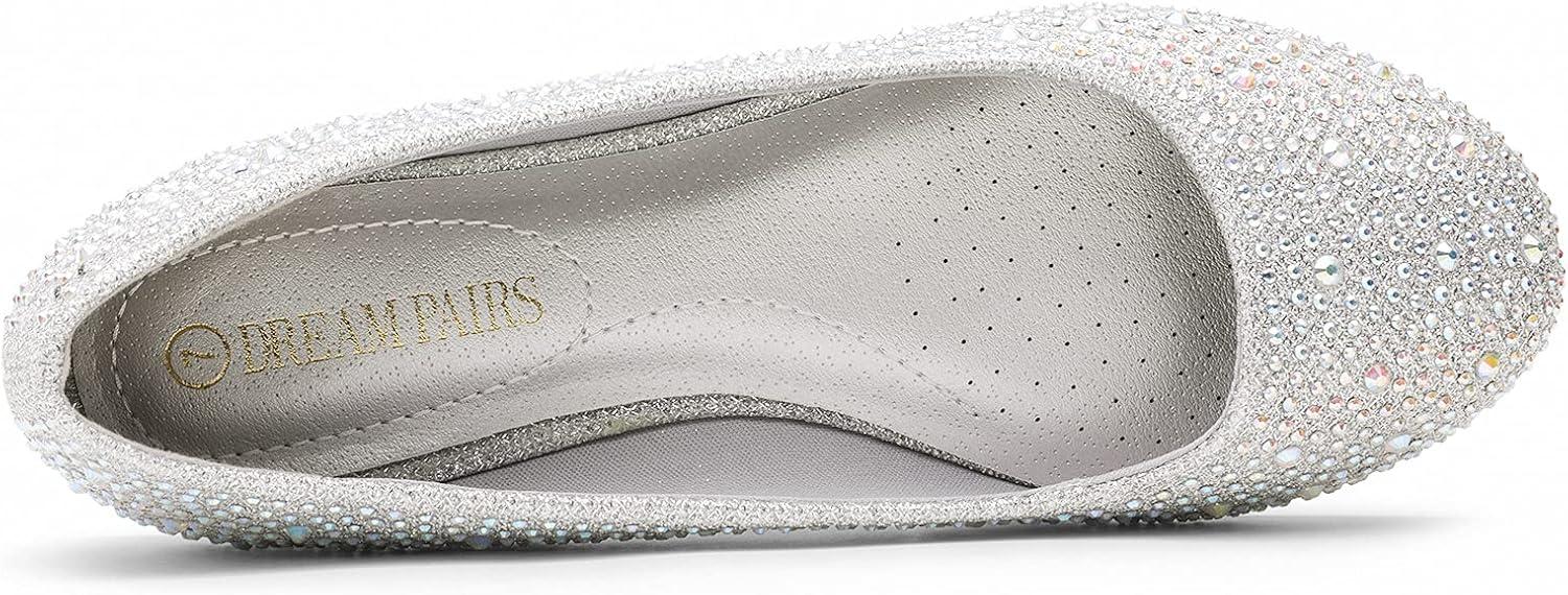 imageDREAM PAIRS Womens SoleShine Rhinestone Ballet Flats ShoesSilver