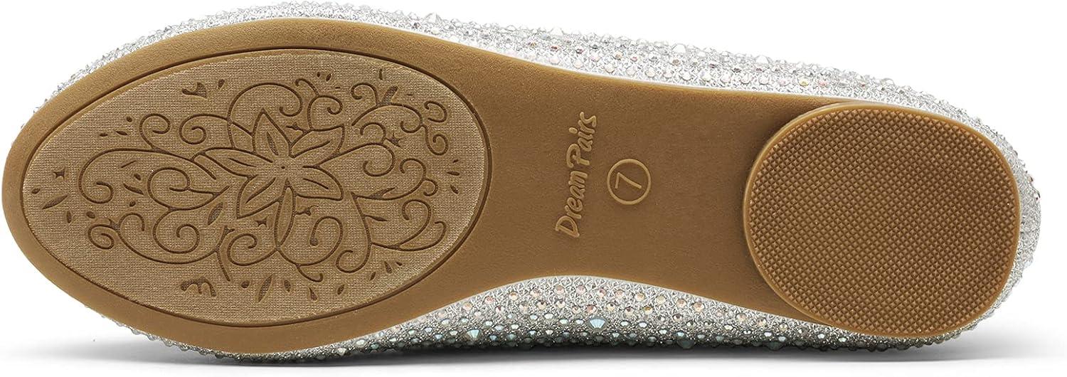 imageDREAM PAIRS Womens SoleShine Rhinestone Ballet Flats ShoesSilver