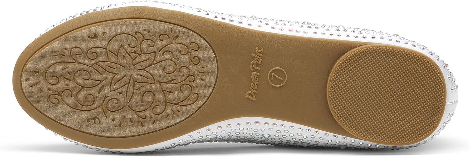 imageDREAM PAIRS Womens SoleShine Rhinestone Ballet Flats ShoesWhite