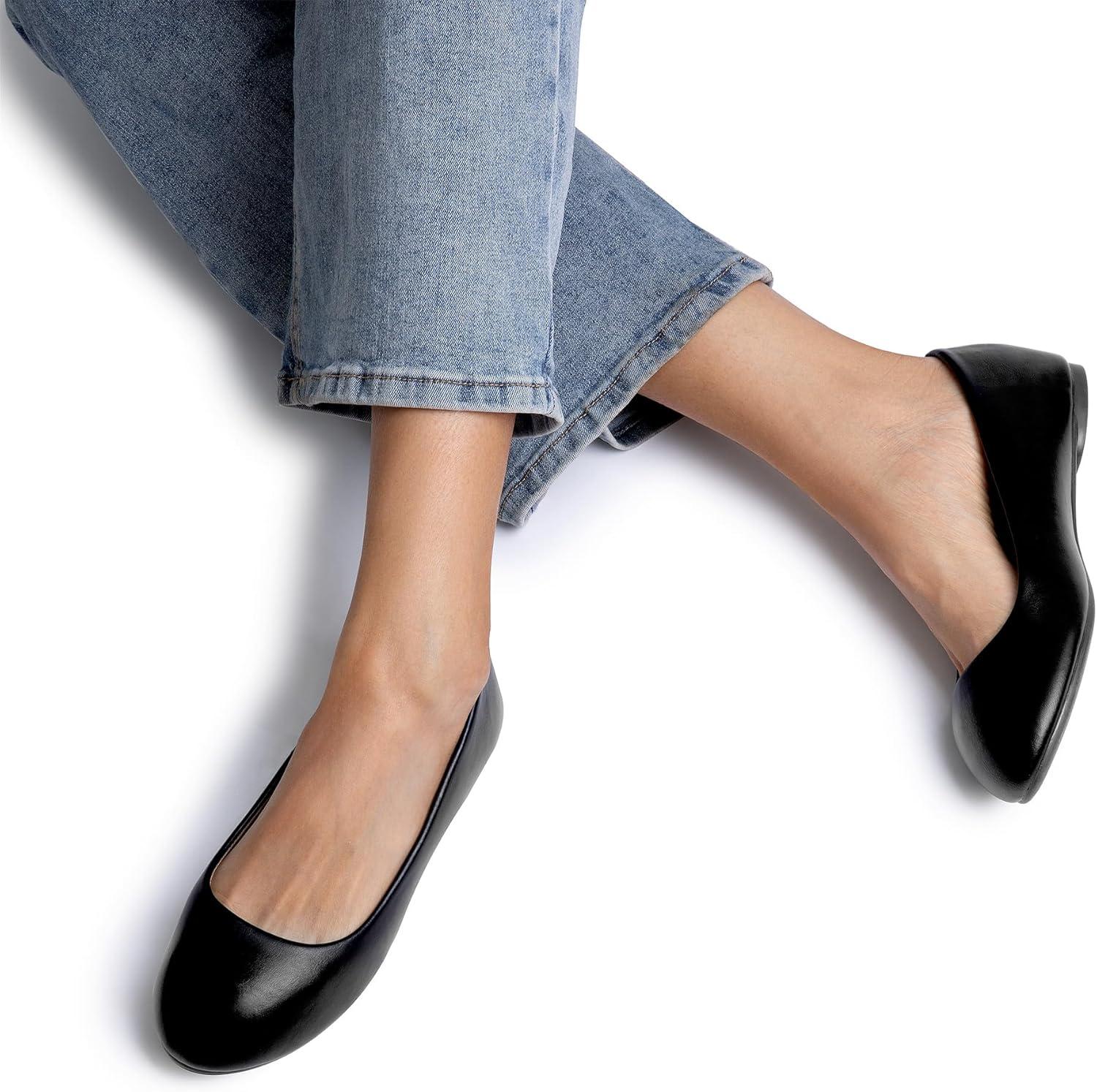 imageDREAM PAIRS Womens SoleSimple Wide Width Flats Ballerina Walking Flats Comfortable Slip on ShoesBlack