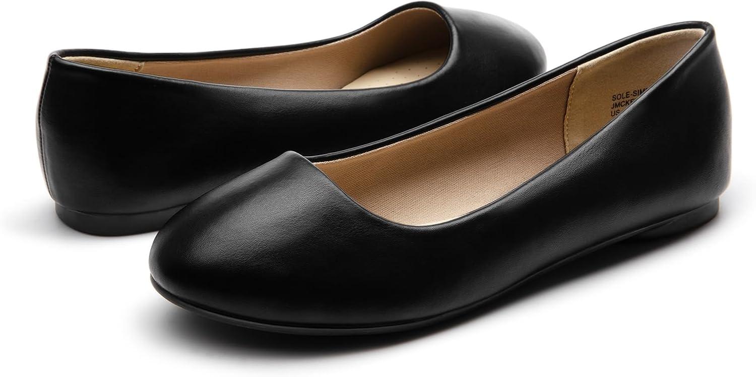 imageDREAM PAIRS Womens SoleSimple Wide Width Flats Ballerina Walking Flats Comfortable Slip on ShoesBlack