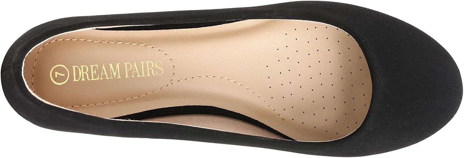 imageDREAM PAIRS Womens SoleSimple Wide Width Flats Ballerina Walking Flats Comfortable Slip on ShoesBlackNubuck