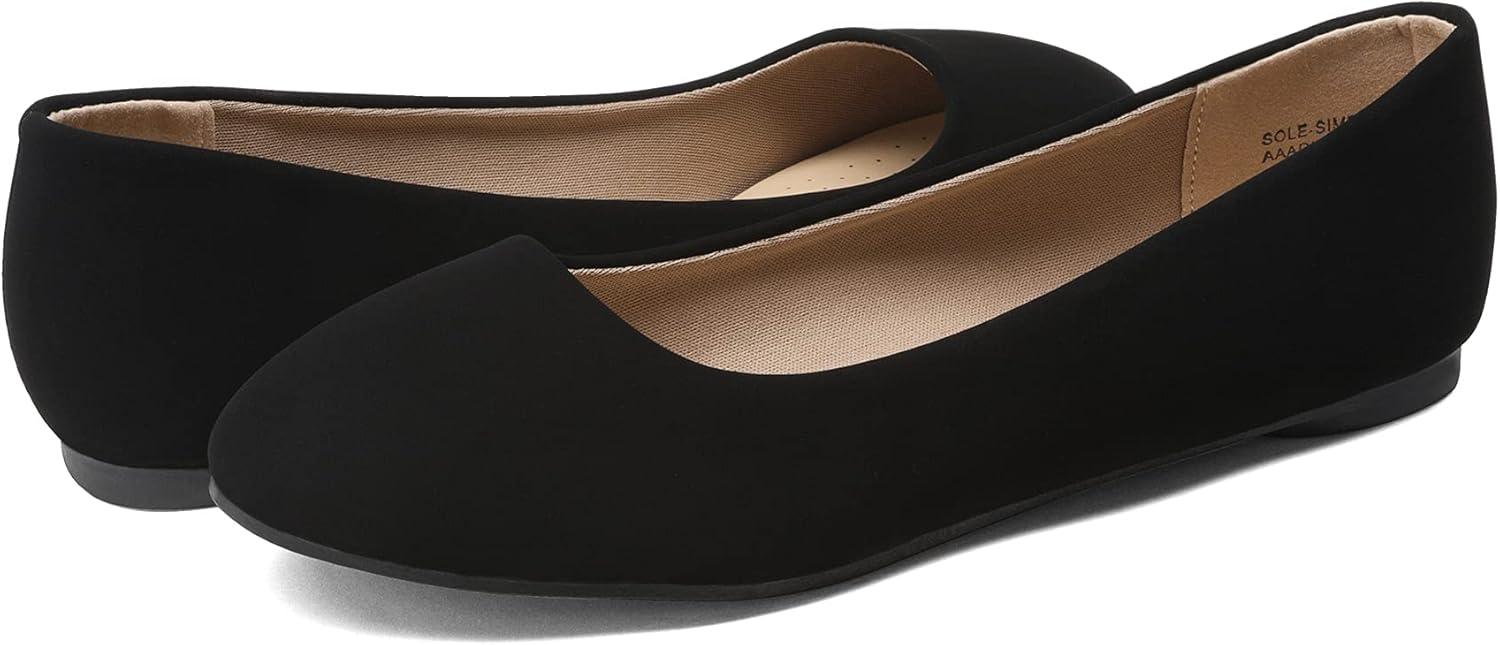 imageDREAM PAIRS Womens SoleSimple Wide Width Flats Ballerina Walking Flats Comfortable Slip on ShoesBlackNubuck