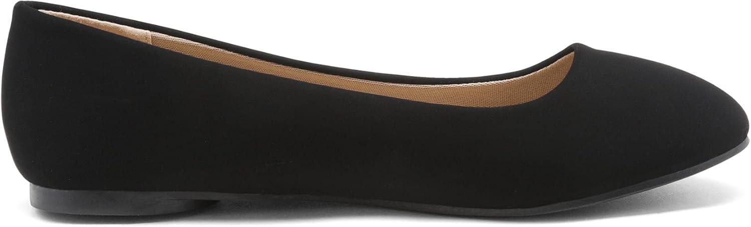 imageDREAM PAIRS Womens SoleSimple Wide Width Flats Ballerina Walking Flats Comfortable Slip on ShoesBlackNubuck