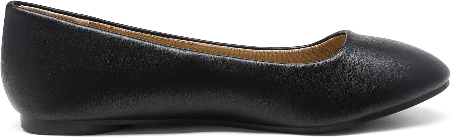 imageDREAM PAIRS Womens SoleSimple Wide Width Flats Ballerina Walking Flats Comfortable Slip on ShoesBlackPu