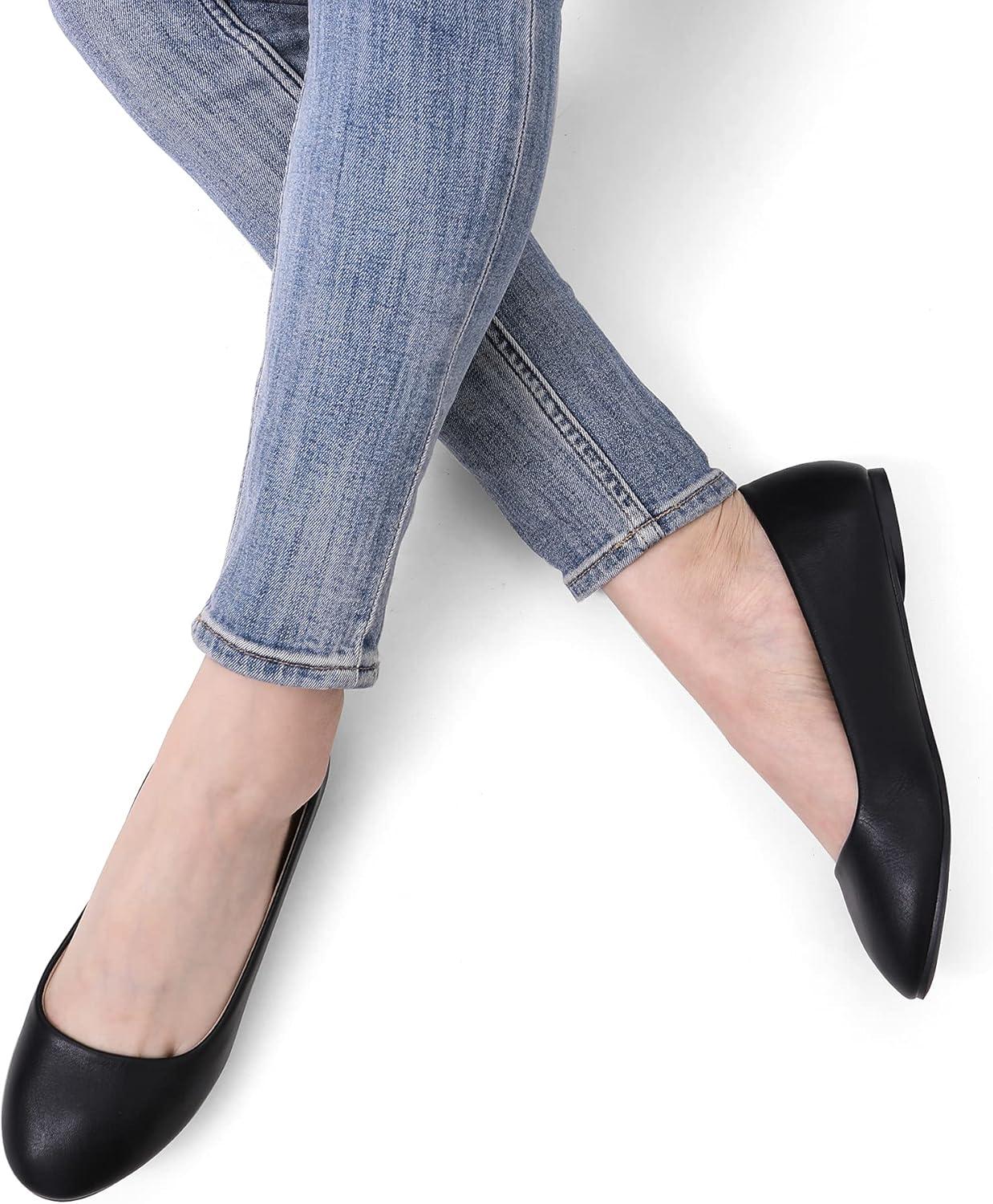 imageDREAM PAIRS Womens SoleSimple Wide Width Flats Ballerina Walking Flats Comfortable Slip on ShoesBlackPu