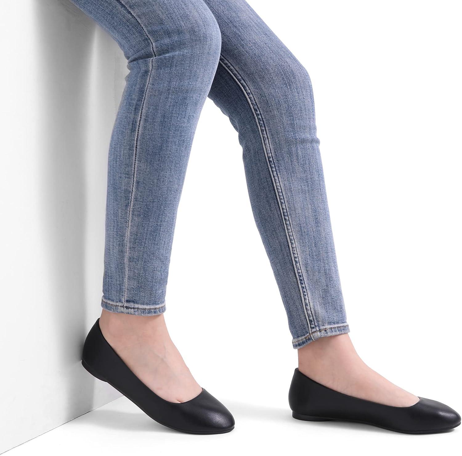 imageDREAM PAIRS Womens SoleSimple Wide Width Flats Ballerina Walking Flats Comfortable Slip on ShoesBlackPu