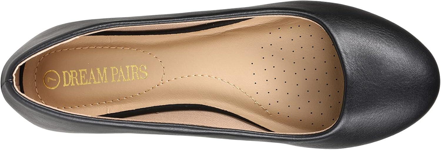 imageDREAM PAIRS Womens SoleSimple Wide Width Flats Ballerina Walking Flats Comfortable Slip on ShoesBlackPu