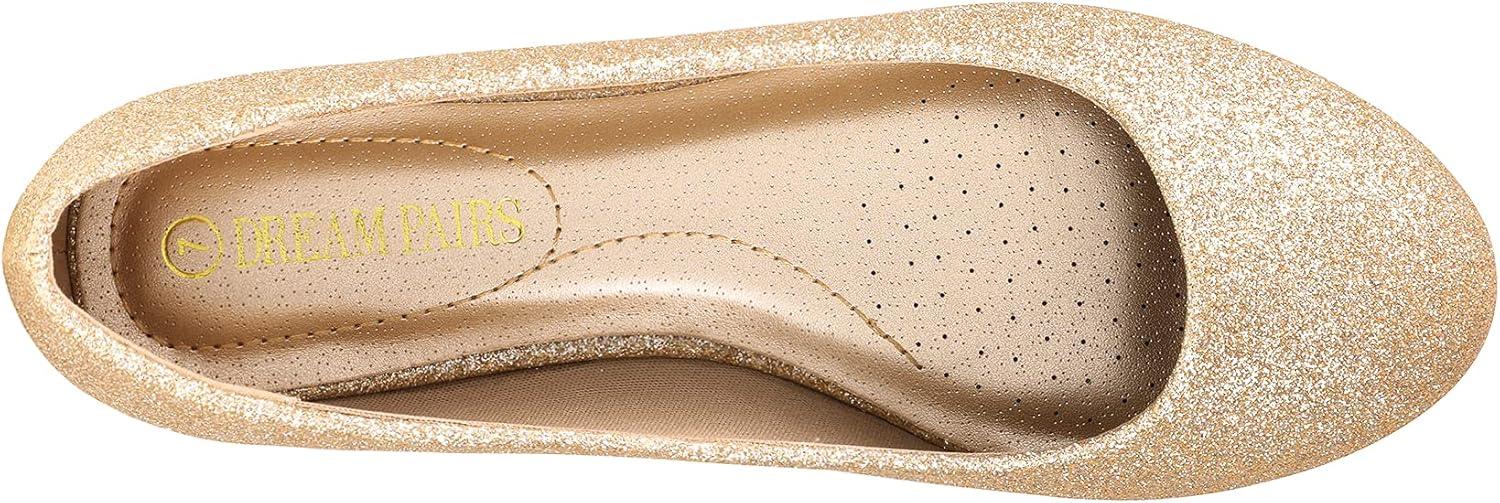 imageDREAM PAIRS Womens SoleSimple Wide Width Flats Ballerina Walking Flats Comfortable Slip on ShoesGoldGlitter