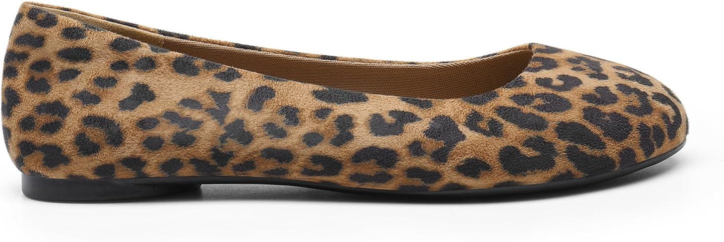 imageDREAM PAIRS Womens SoleSimple Wide Width Flats Ballerina Walking Flats Comfortable Slip on ShoesLeopardsuede