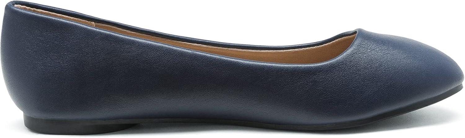imageDREAM PAIRS Womens SoleSimple Wide Width Flats Ballerina Walking Flats Comfortable Slip on ShoesNavyPu