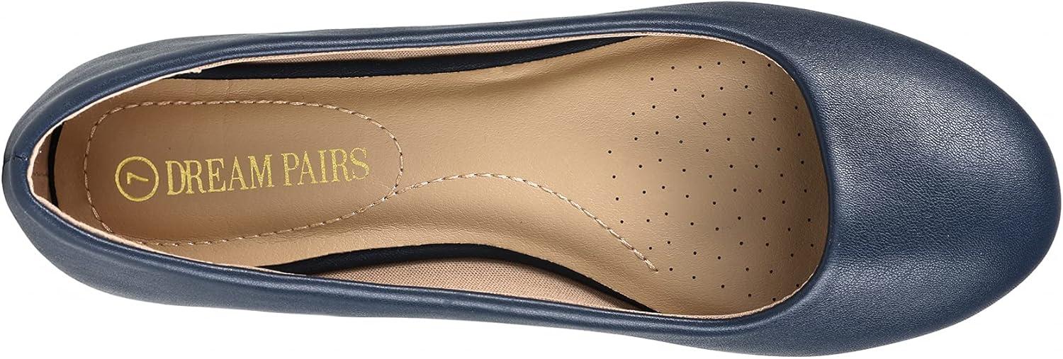 imageDREAM PAIRS Womens SoleSimple Wide Width Flats Ballerina Walking Flats Comfortable Slip on ShoesNavyPu