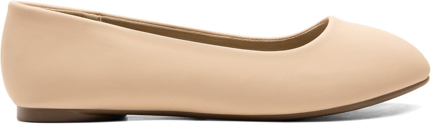 imageDREAM PAIRS Womens SoleSimple Wide Width Flats Ballerina Walking Flats Comfortable Slip on ShoesNudeNubuck